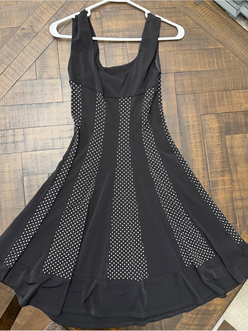 connected apparel Black & White Polka Panel Fit-and-Flare Midi Dress